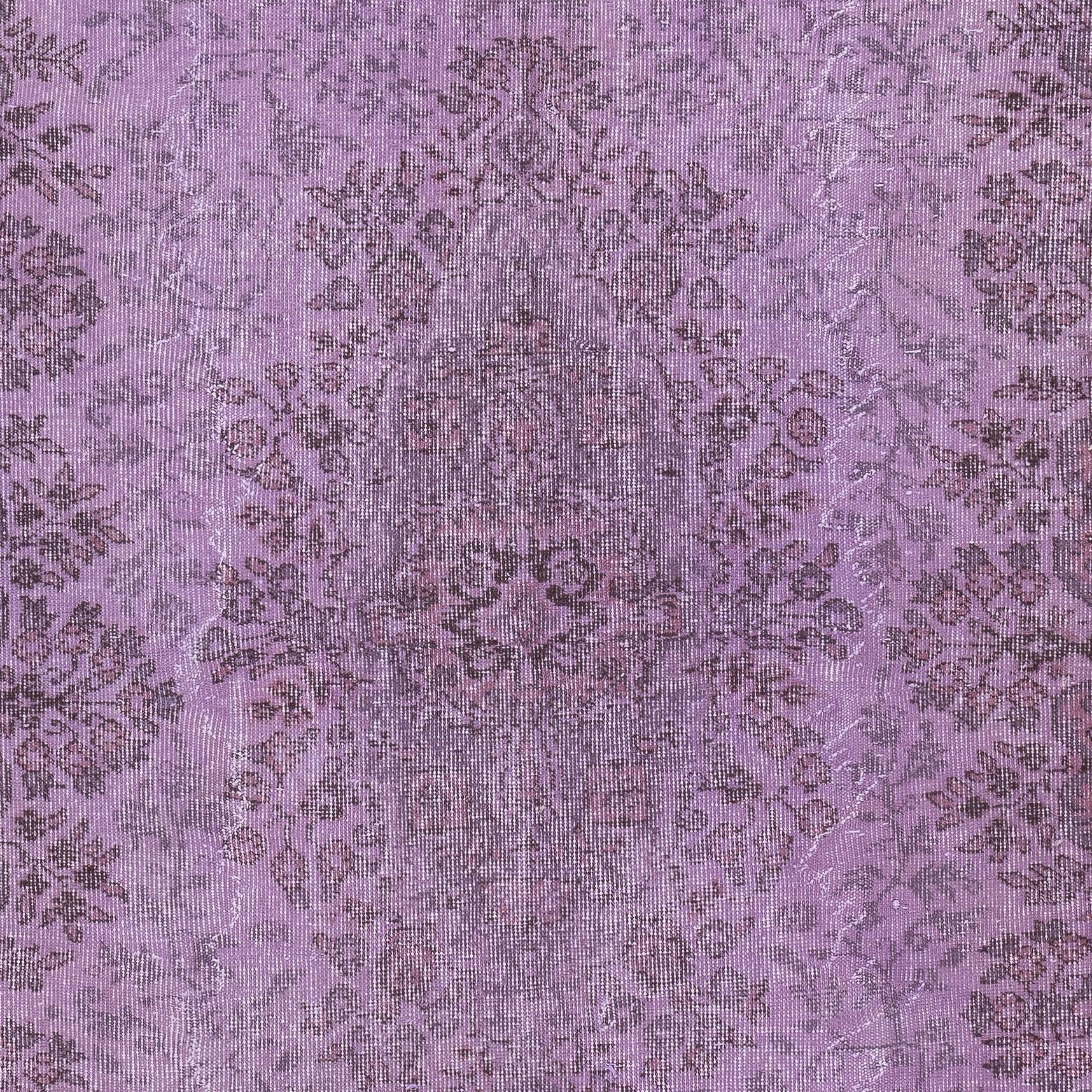 6.8x10.4 Ft Purple Color Handmade Large Area Rug, Contemporary Turkish Carpet In Good Condition For Sale In Spring Valley, NY
