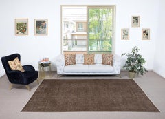 6.8x10.5 Ft Brown Redyed Handgemachter Teppich. Vintage Turkish Area Rug für Wohnzimmer