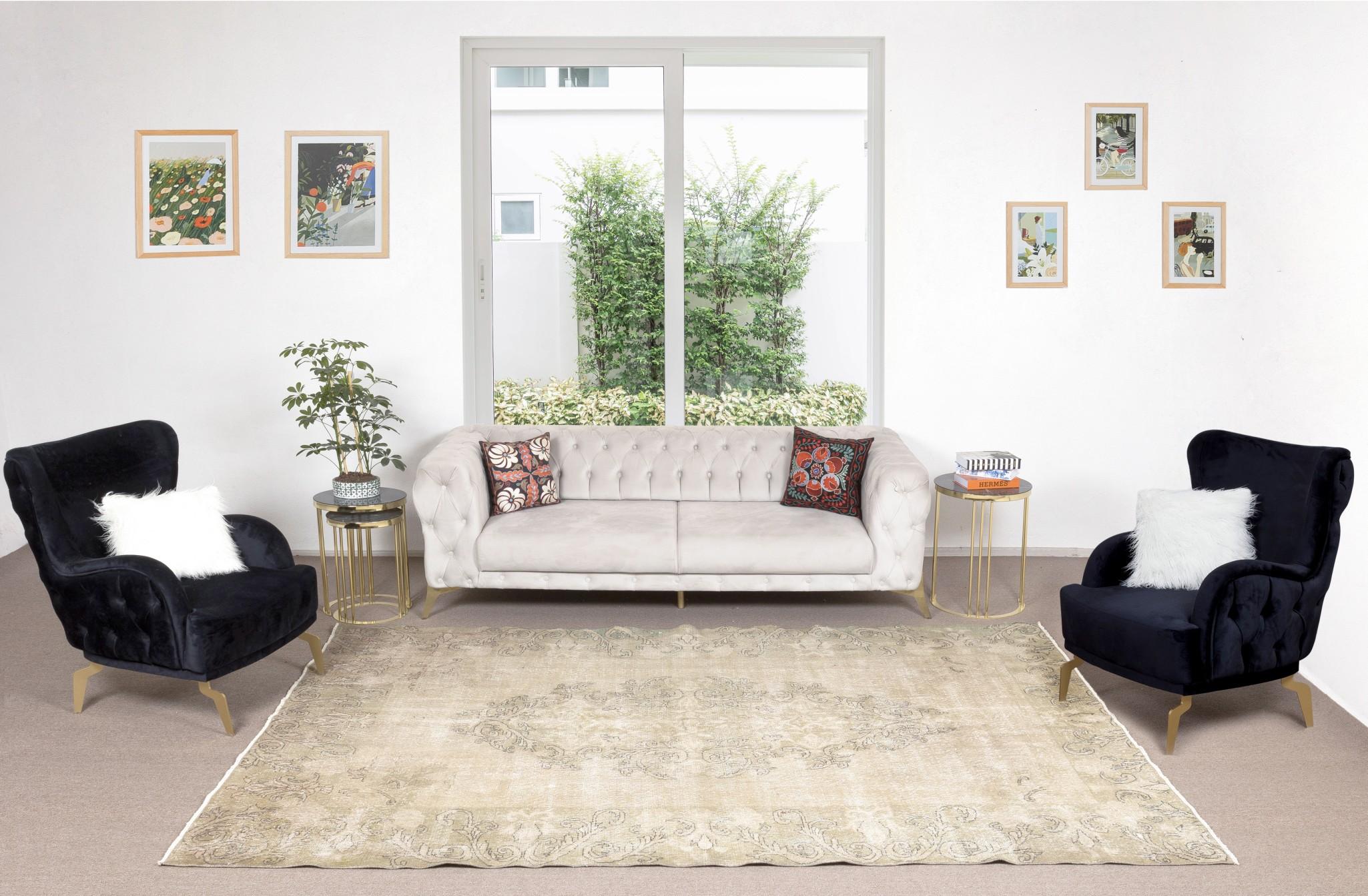 Our sun-faded rugs are all one-of-a-kind, hand-knotted, 50-70 year-old vintage pieces. They each boast their own singular handmade aesthetic drawn from the centuries-old Turkish rug-weaving traditions. These rugs are made completely of sheep’s wool,