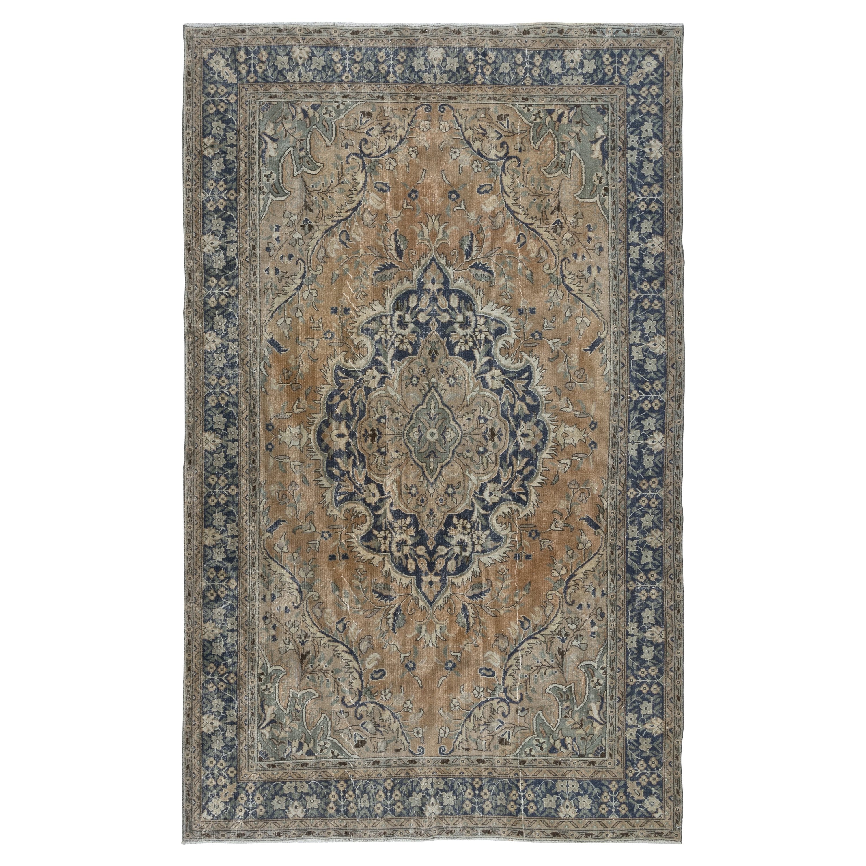 6.8x10.5 Ft One of a Kind Vintage Tribal Rug, Handmade Turkish Carpet, Ca 1960