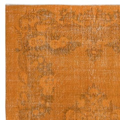 6.8x10.6 Ft Contemporary Wool Area Rug in Orange, Handknotted in Turkey