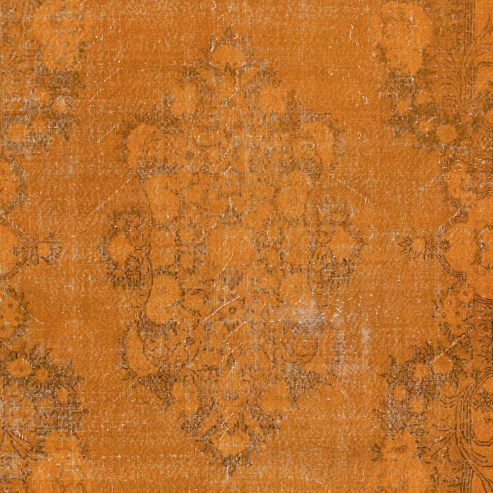 Modern 6.8x10.6 Ft One-of-a-kind Wool Area Rug in Orange, Handknotted in Turkey For Sale