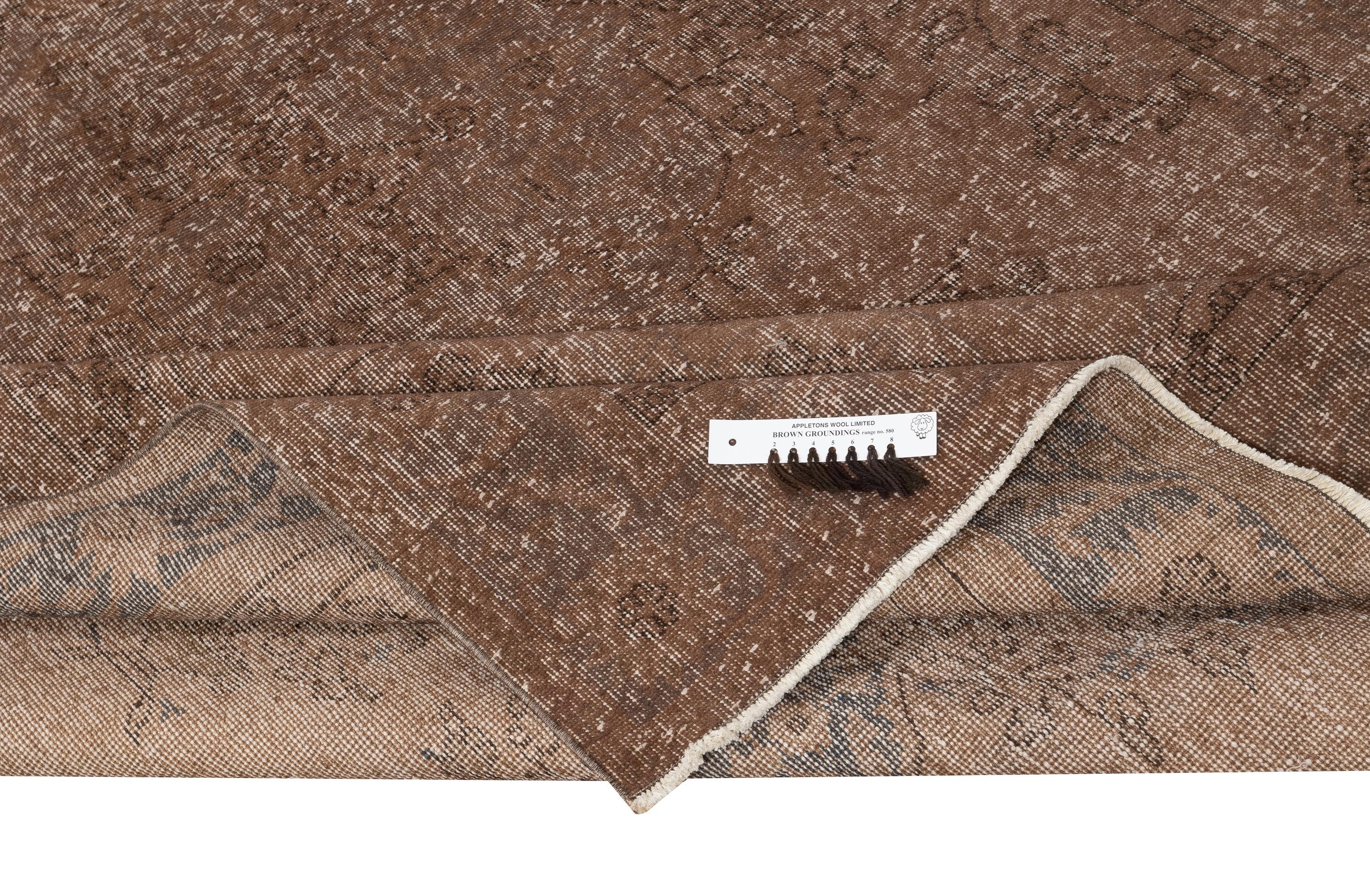 6.8x10.7 Ft Vintage Handmade Türkisch Teppich Redyed in Braun für moderne Interieurs (Moderne) im Angebot