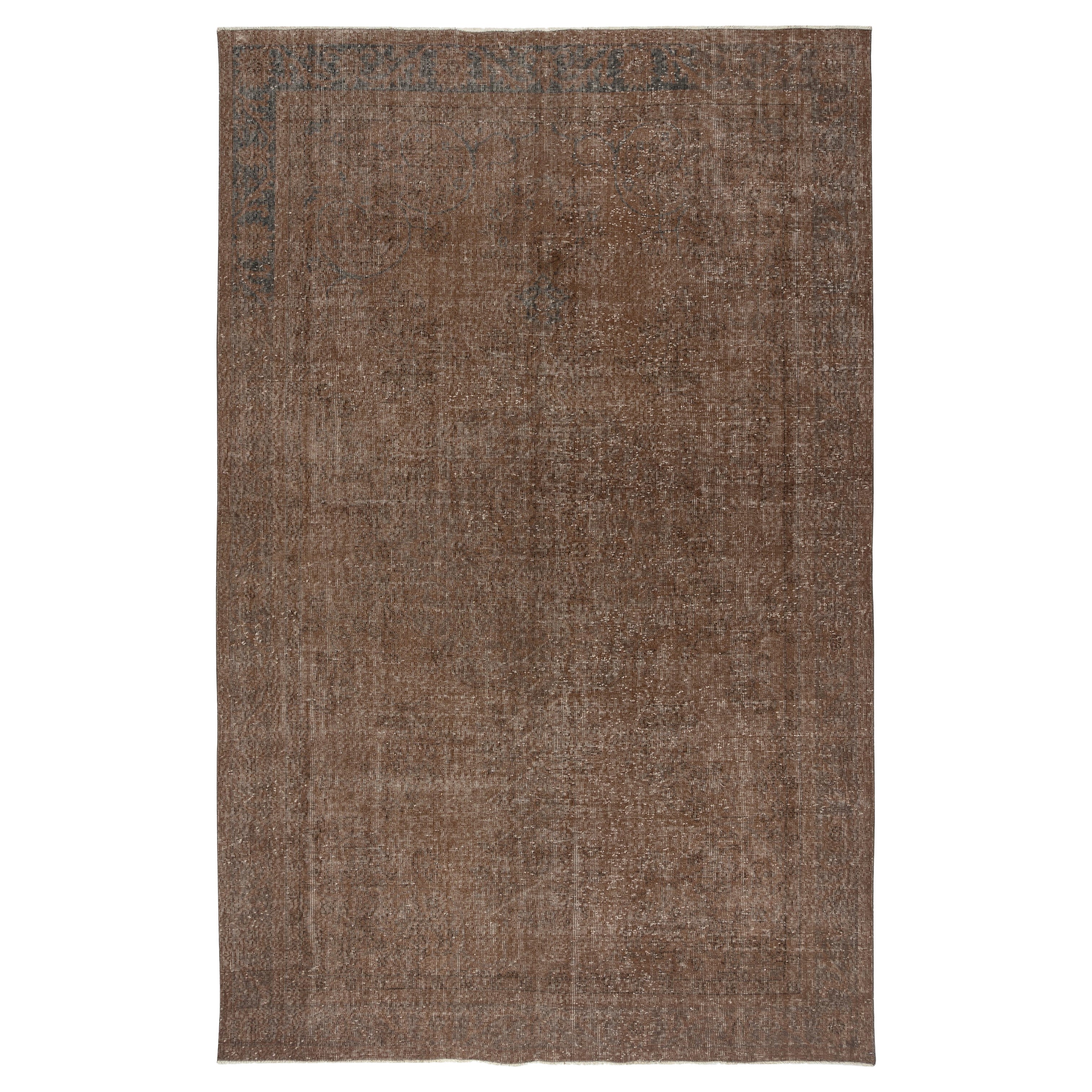 6.8x10.7 Ft Vintage Handmade Türkisch Teppich Redyed in Braun für moderne Interieurs