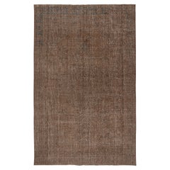 6.8x10.7 Ft Vintage Handmade Türkisch Teppich Redyed in Braun für moderne Interieurs