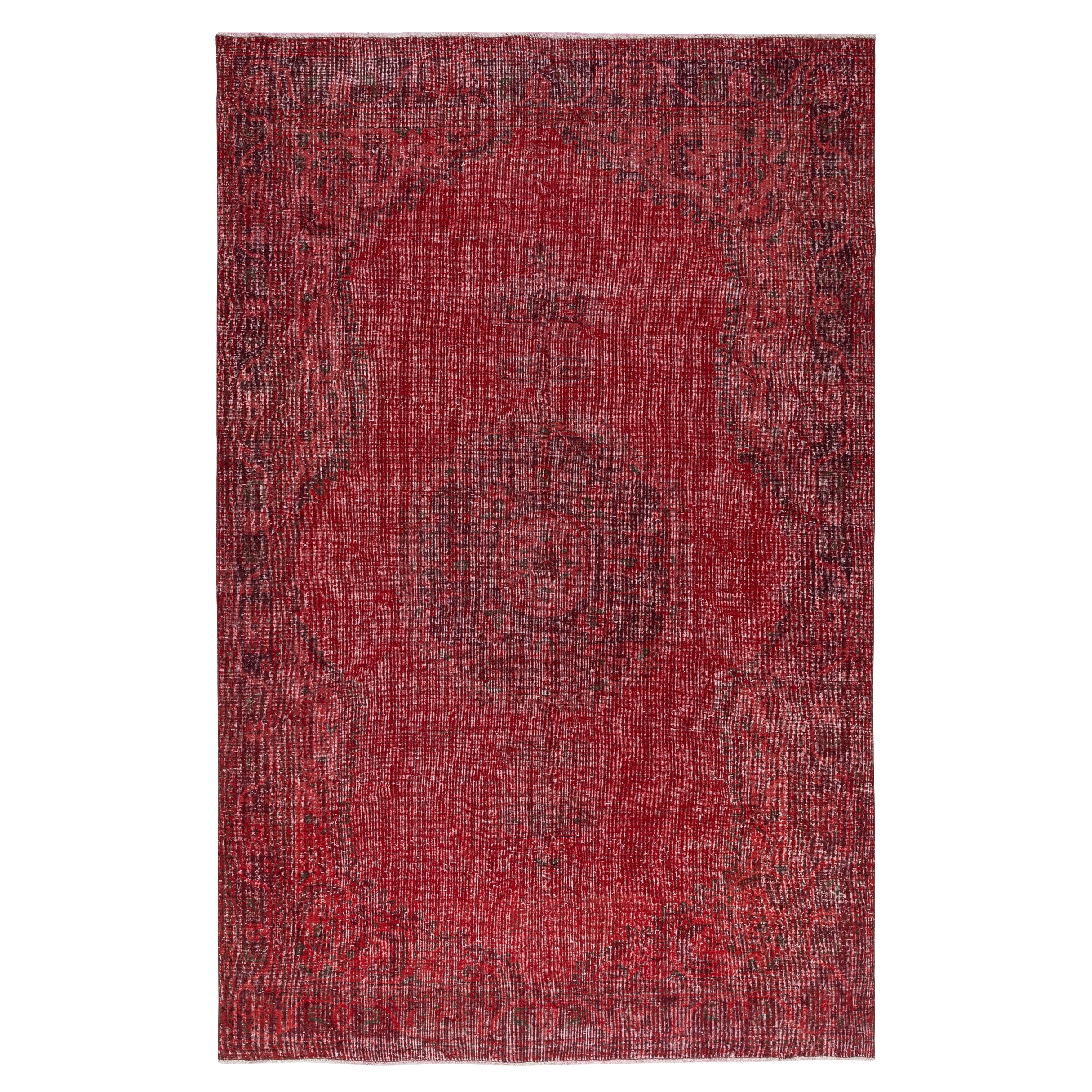 6.8x10.7 Ft Vintage Red Area Rug. Handgefertigter türkischer Teppich für A-Spaces