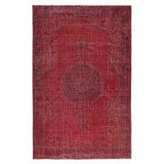 6.8x10.7 Ft Vintage Red Area Rug. Handgefertigter türkischer Teppich für A-Spaces