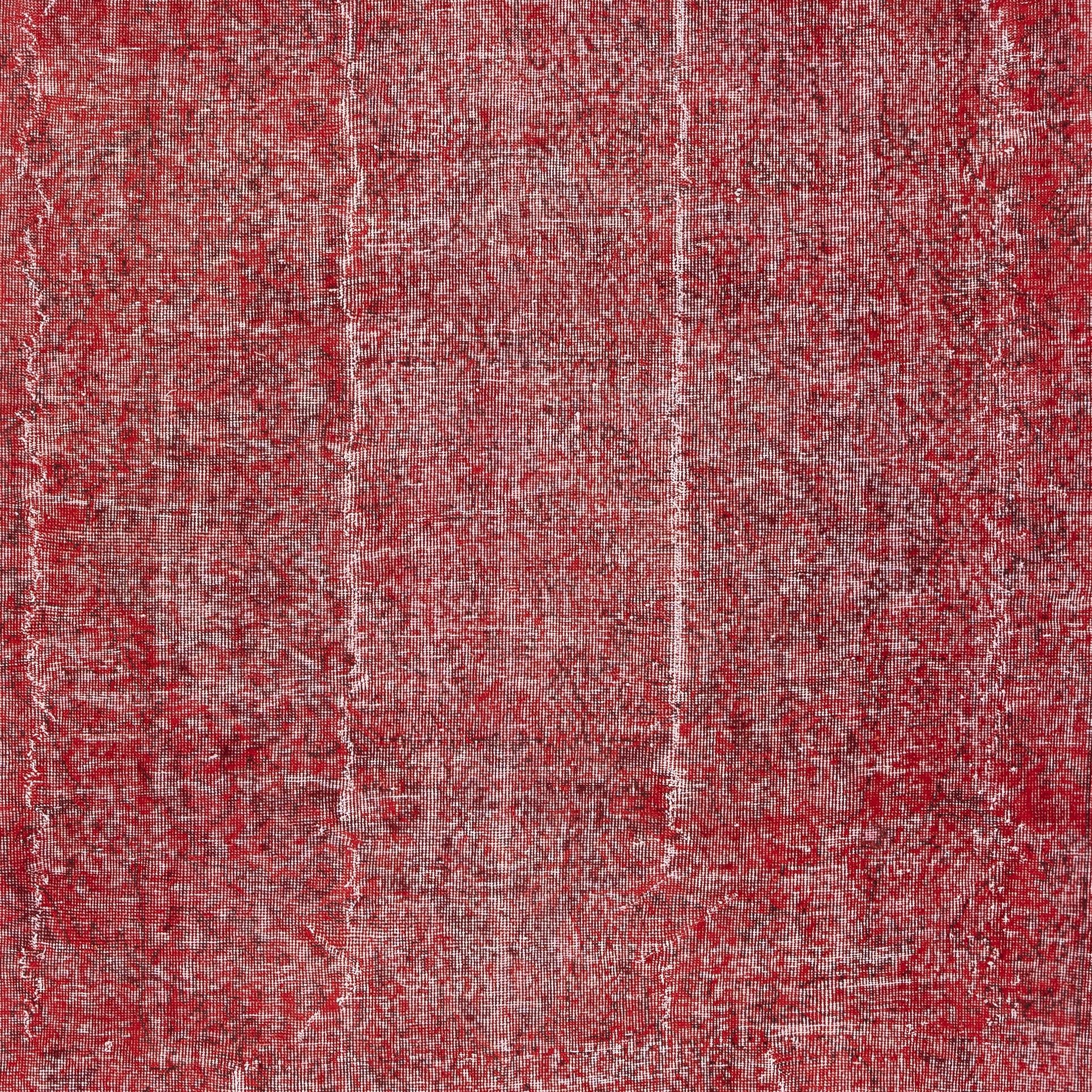 6.8x11 Ft Vintage handgefertigte türkische Bereich Teppich Redyed in Rot für moderne Interieurs (Türkisch) im Angebot