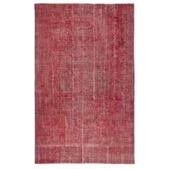 6.8x11 Ft Vintage handgefertigte türkische Bereich Teppich Redyed in Rot für moderne Interieurs