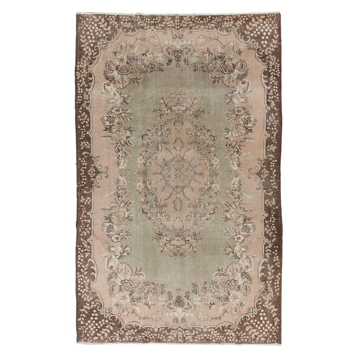 6.8x11 Ft Vintage handgefertigte türkische Wolle Bereich Teppich mit europäischen Garten Design