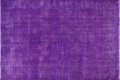 6.8x11 Ft Vintage Handmade Wool Rug in Solid Purple for Modern Office and Home