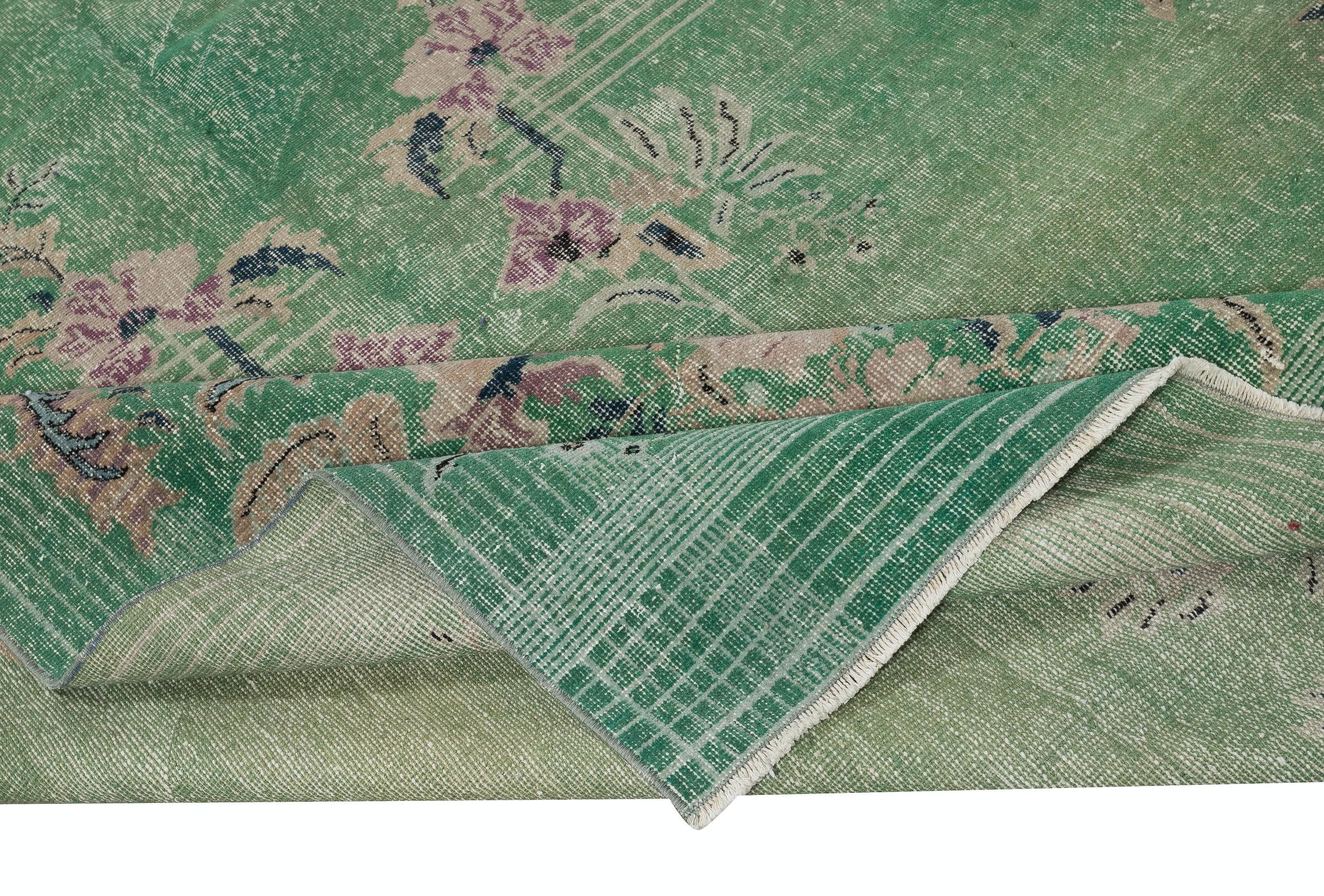 Moderno Tappeto di lana fatto a mano con design Art Deco cinese 6.8x11.8 Ft in colore verde in vendita