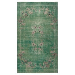 6.8x11.8 Ft Chinese Art Deco Design Handmade Wool Area Rug in Green Color