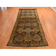 6'8"x19'3" Blue with Yellow Antique Persian Bakhtiari Hand Knotted Pure Wool