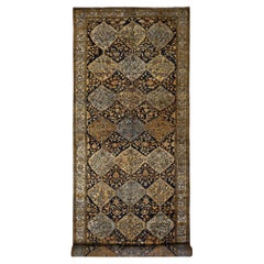 6'8"x19'3" Blue with Yellow Antique Persian Bakhtiari Hand Knotted Pure Wool