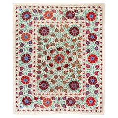Traditional Silk Embroidery Bed Cover, New Uzbek Suzani Wall Hanging