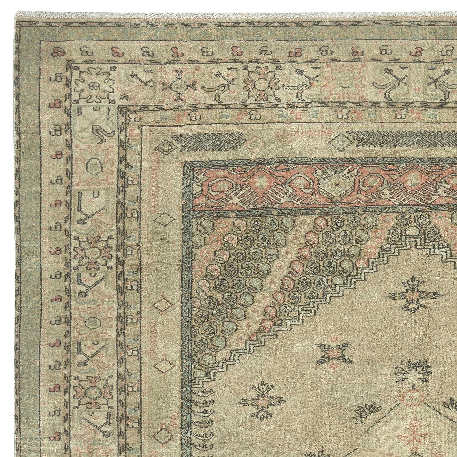 6,8x8.4 Ft Einzigartiger handgefertigter Vintage West Anatolischer Manisa Kula-Teppich aus 100 % Wolle. (Türkisch) im Angebot