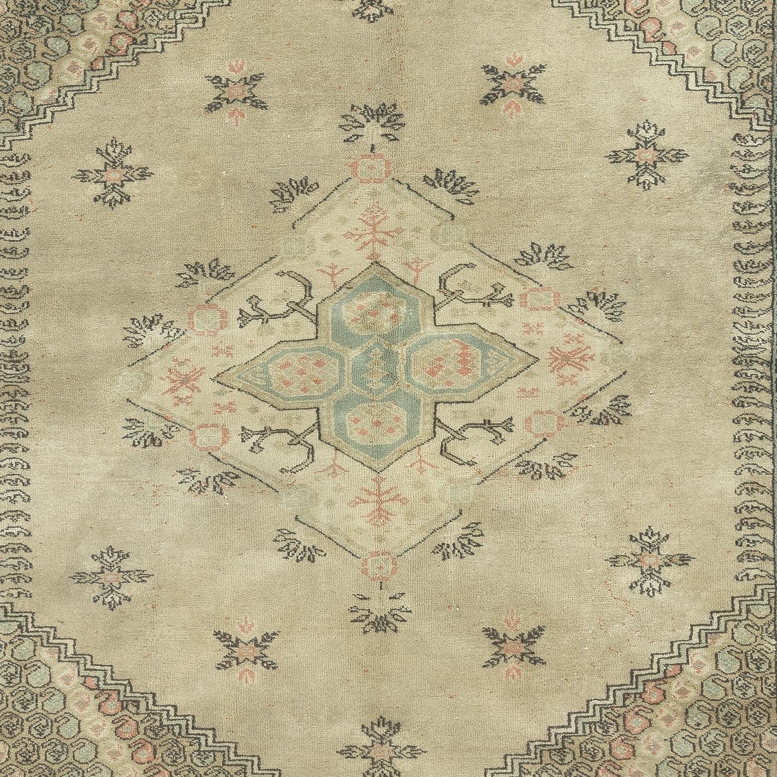 6,8x8.4 Ft Einzigartiger handgefertigter Vintage West Anatolischer Manisa Kula-Teppich aus 100 % Wolle. (Handgeknüpft) im Angebot