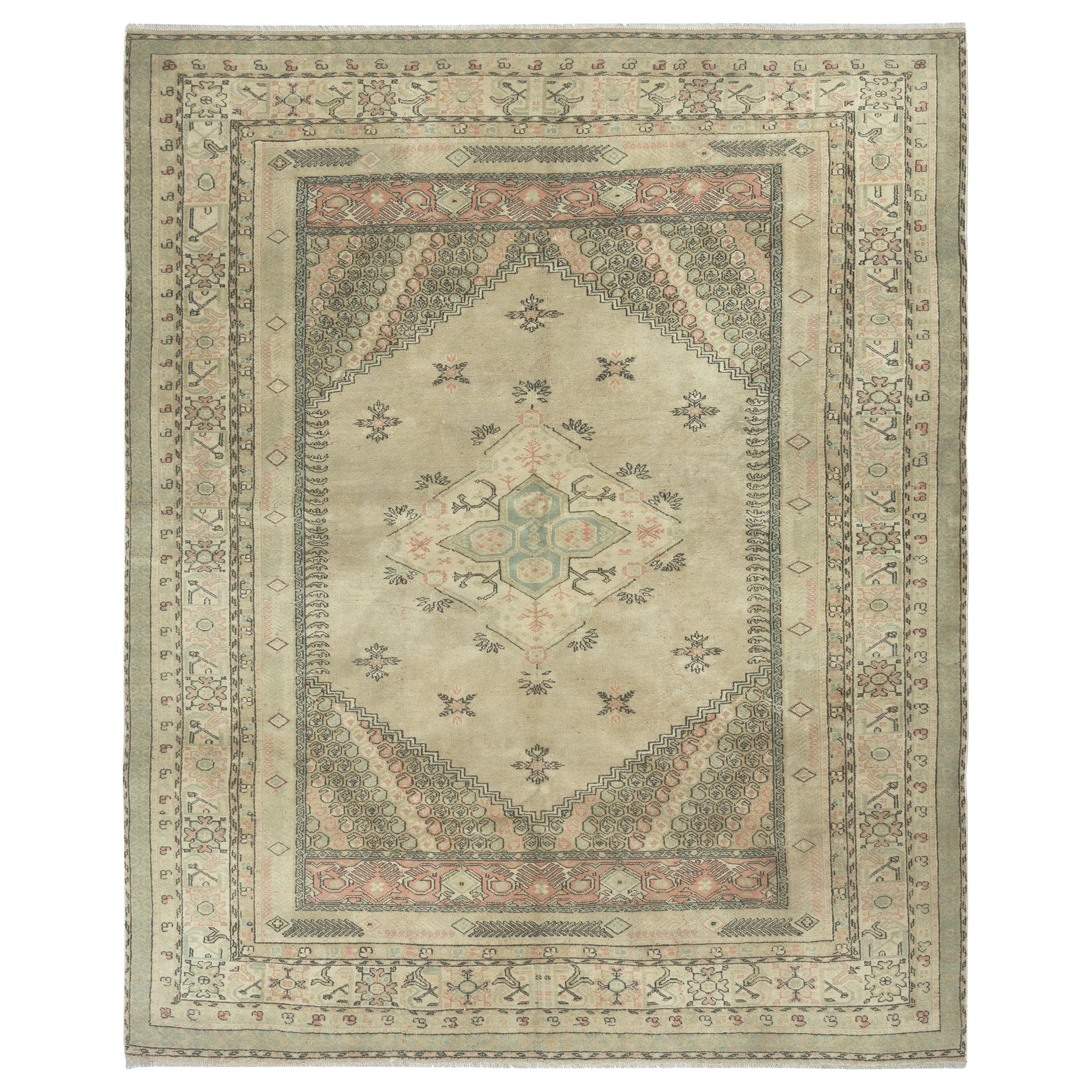 6,8x8.4 Ft Einzigartiger handgefertigter Vintage West Anatolischer Manisa Kula-Teppich aus 100 % Wolle. im Angebot