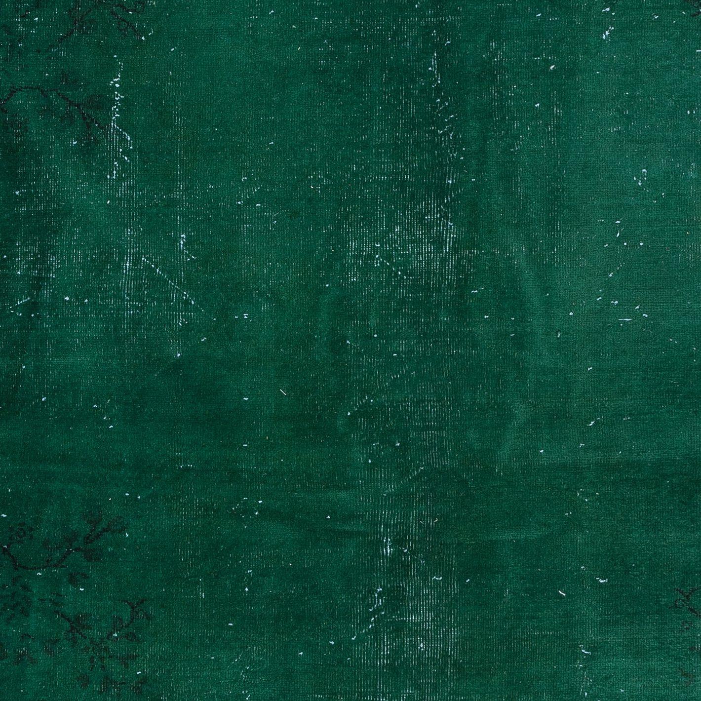 6.8x8.6 Ft Moderner türkischer Teppich in Dunkelgrün, handgefertigter dekorativer Teppich im Zustand „Gut“ im Angebot in Philadelphia, PA