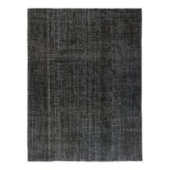6.8x9 Ft Black Overdyed Handmade Rug. Vintage Turkish Area Rug für Wohnzimmer