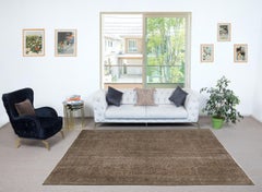 6.8x9 Ft Handmade Anti-bacterial Wool Area Rug. Brown Color Handmade Turkish Rug