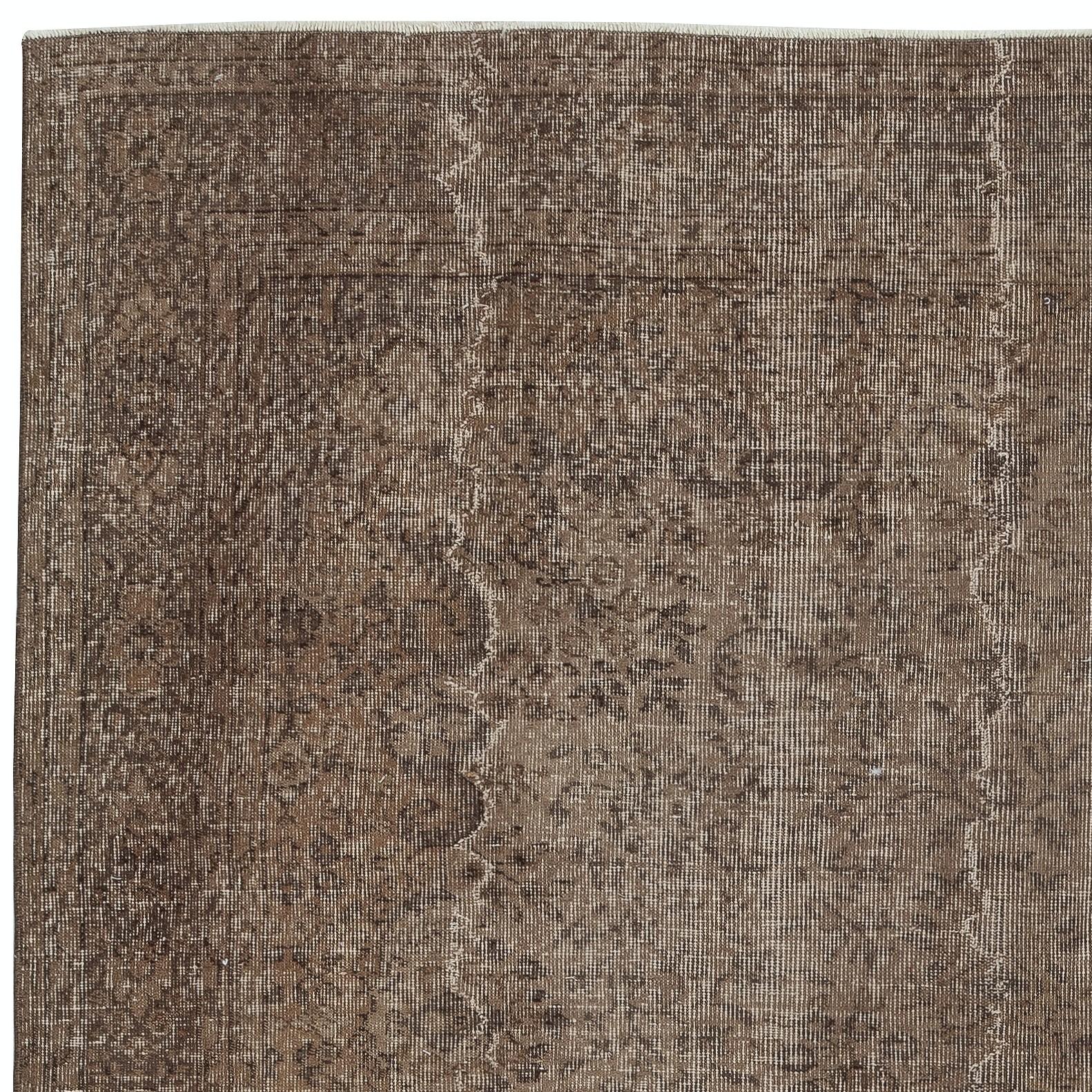 6,8x9 Ft Handgefertigter Teppich aus antiker Bacterial-Wolle. Brauner handgefertigter Türkenteppich (Türkisch) im Angebot
