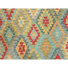 6'8"x9'10" Colorful Flat Weave Afghan Kilim Soft Wool Hand Woven Reversible Rug