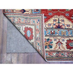 6'8 "x9'10" Sanguine Red Afghan Super Kazak Gul Motifs Soft Wool Hand Knotted Rug