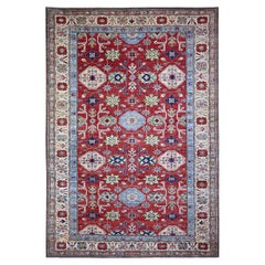 6
8 "x9
10" Sanguine Red Afghan Super Kazak Gul Motifs Soft Wool Hand Knots Rugs