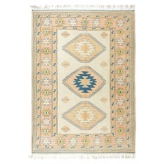 6,8x9.2 Ft Moderner handgefertigter türkischer Teppich mit dreifachem geometrischem Medaillon-Design