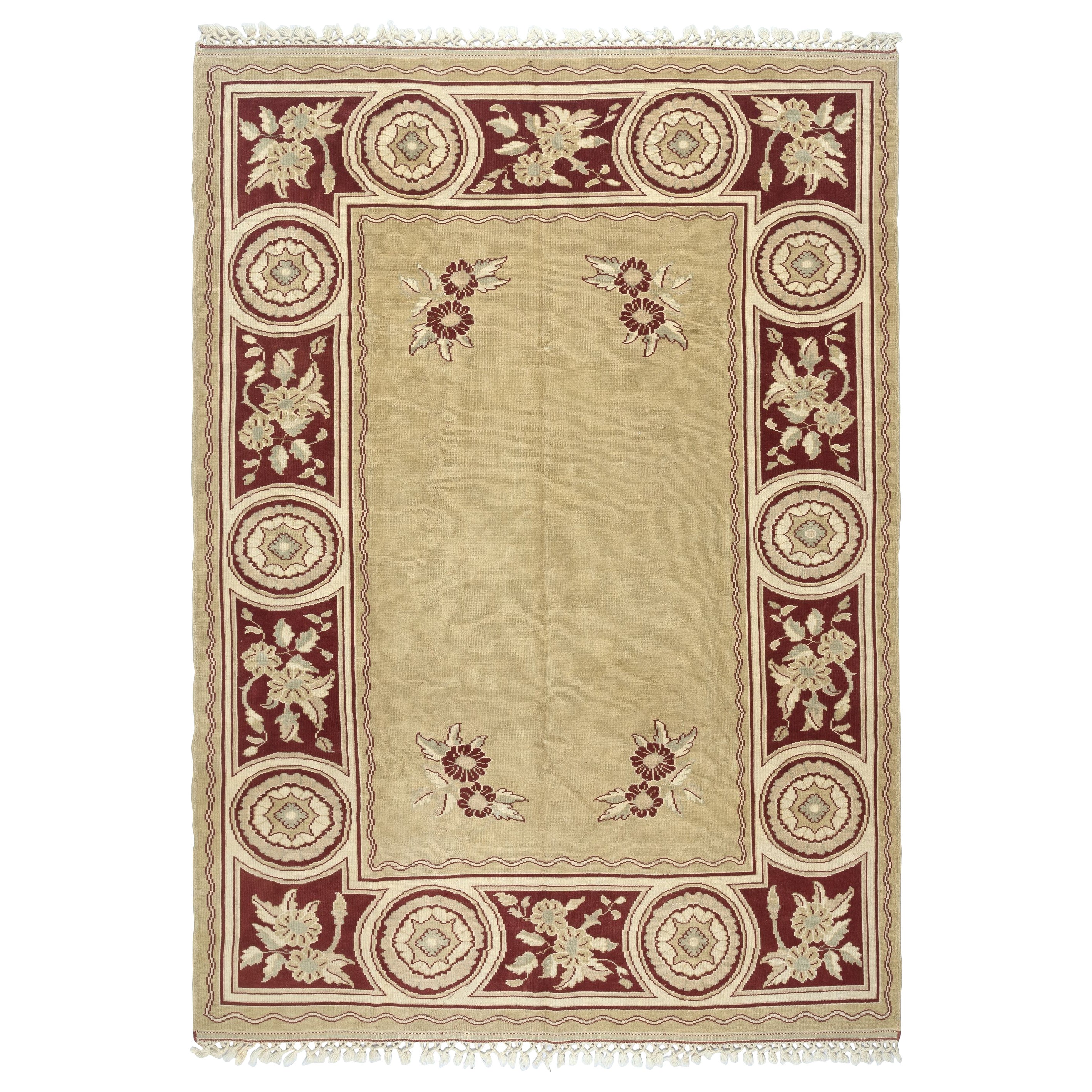 6,8x9,4 Ft Ungewöhnlicher handgefertigter türkischer Deko-Teppich im Vintage-Stil, 100 % Wolle im Angebot