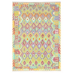 6'8 "x9'7" Colorful Pure Wool Hand Woven Afghan Kilim Oriental Rug