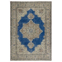 6.8x9.8 Ft Traditional Vintage Handmade Turkish Area Rug with Medallion Design