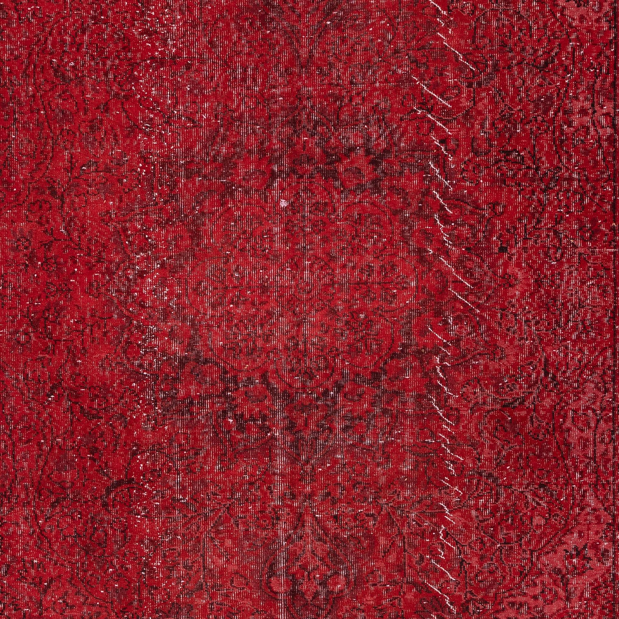 6.8x9.8 Ft Vintage handgefertigte türkische Teppich Overdyed in Rot für moderne Interieurs (Türkisch) im Angebot