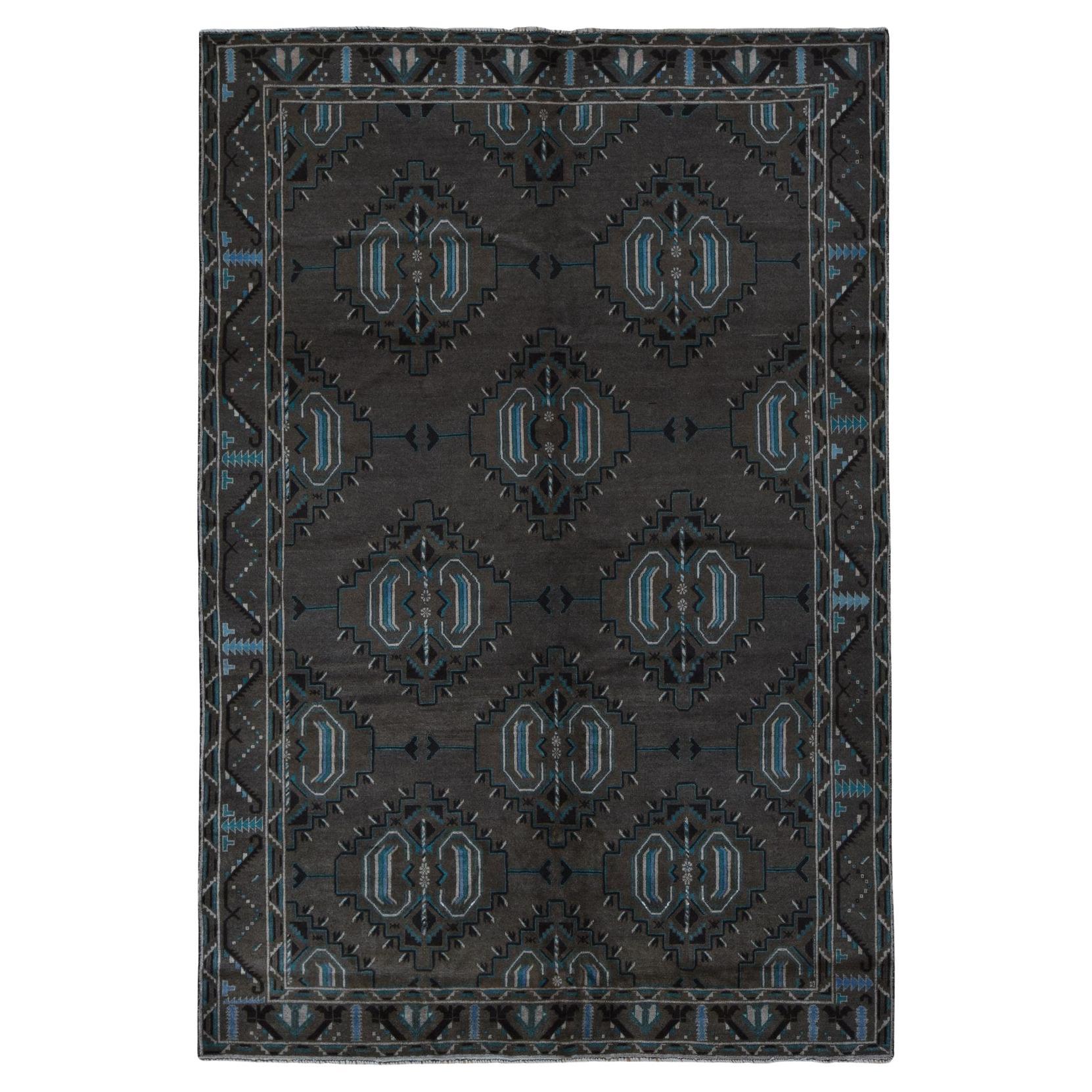 6'8"x9'9" Taupe Brown, Afghan Baluch, Hand Knotted, Pure Wool, Orirntal Rug
