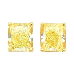 IBGM Certified Fancy Yellow Diamond Earrings 13.84 Carats Total Perfect Pair