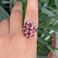 6,9 Karat Granat Vertikaler Cocktail Ring für Frauen Geschenk in 925 Silber