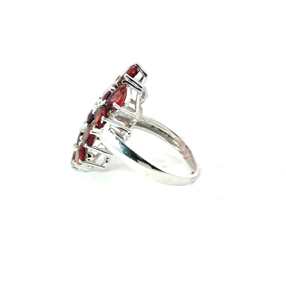 For Sale:  6.9 Carat Garnet Vertical Cocktail Ring for Women Gift in 925 Silve 5