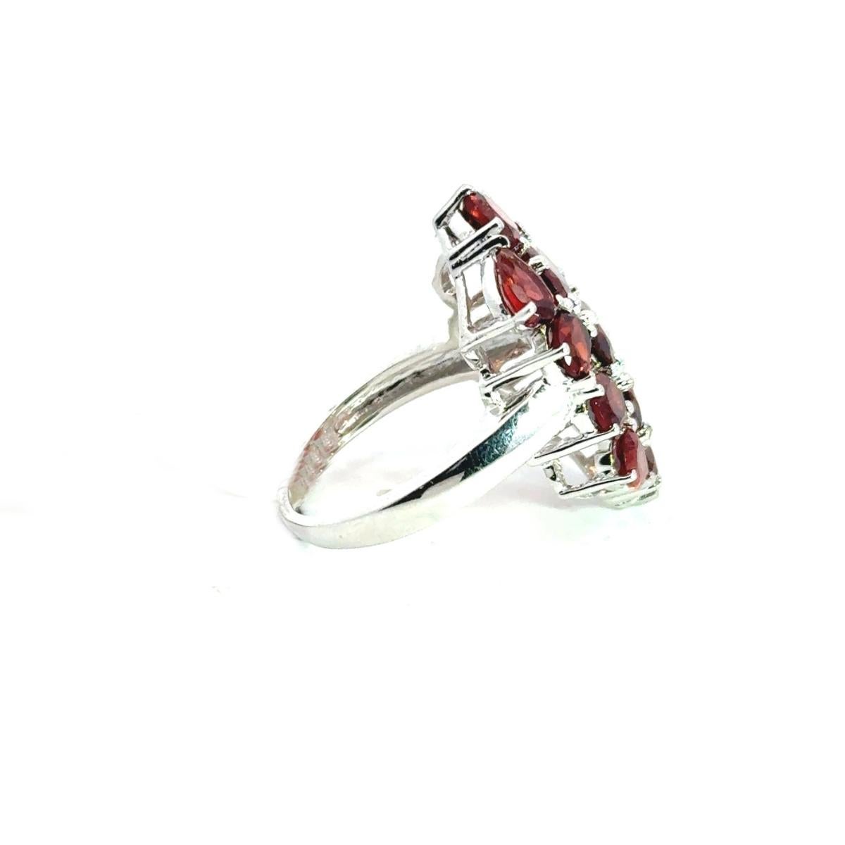 For Sale:  6.9 Carat Garnet Vertical Cocktail Ring for Women Gift in 925 Silve 6