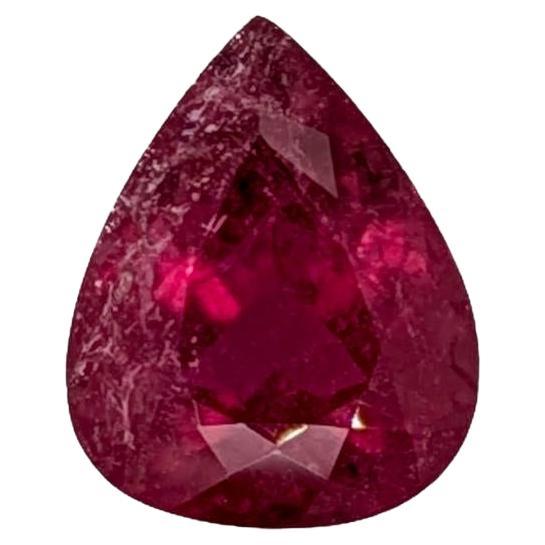 6.9 Carat Rubellite Tourmaline Gemstone  Pear Shape 14x11.3mm  Loose Gemstone