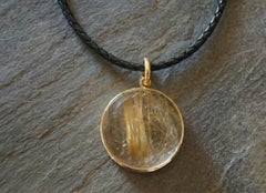 69 Carat Rutilated Quartz Crystal in Rose Gold Pendant Necklace by A. Leyser
