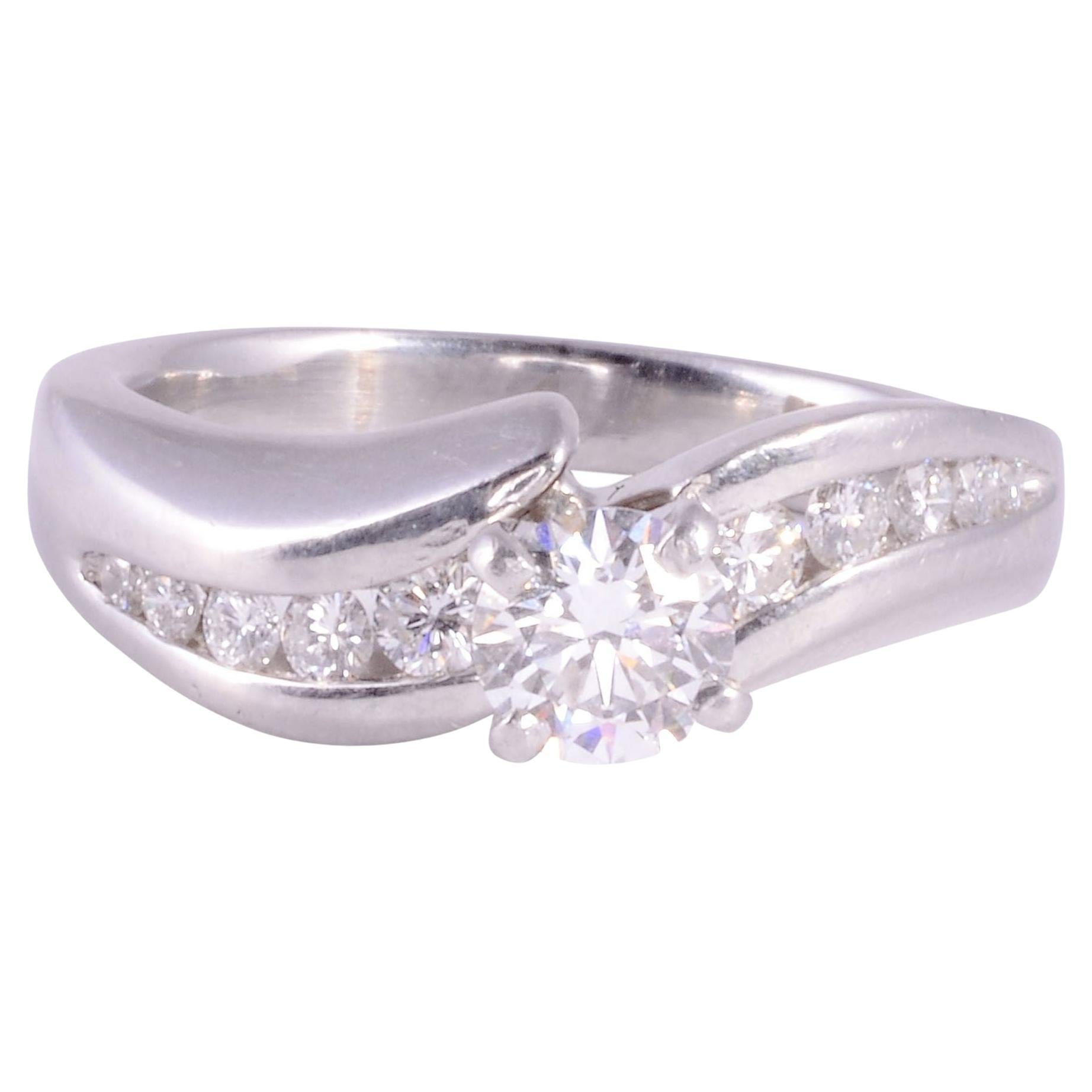 .69 Carat VS1 Center Diamond Platinum Engagement Ring For Sale