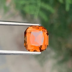 6.9 cts Saturated Orange Color Cushion Cut Topaz for Fine Jewels 10 mm