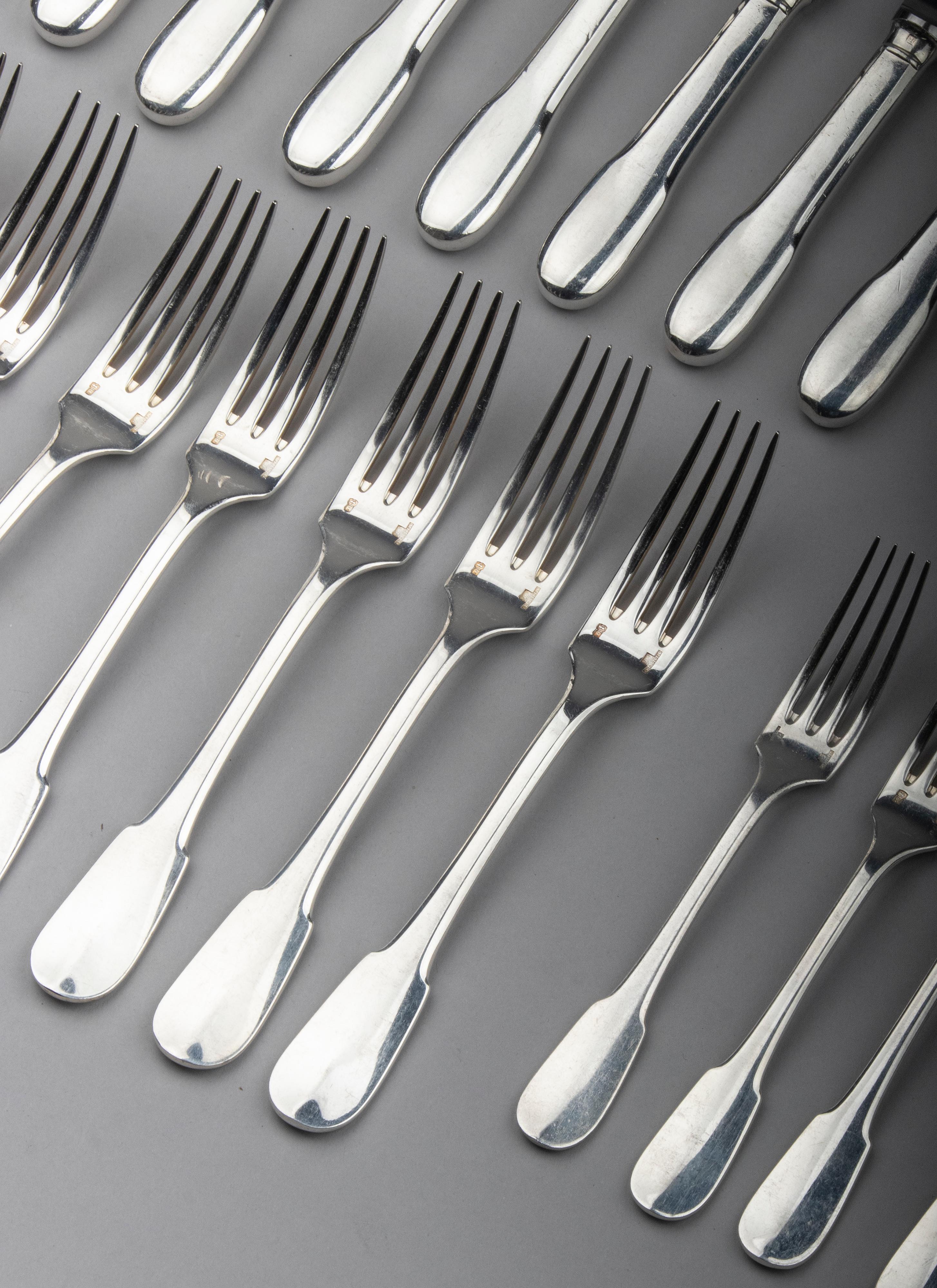 69-Piece Silver-Plated Flatware by Christofle, Cluny, for 9 Persons 10