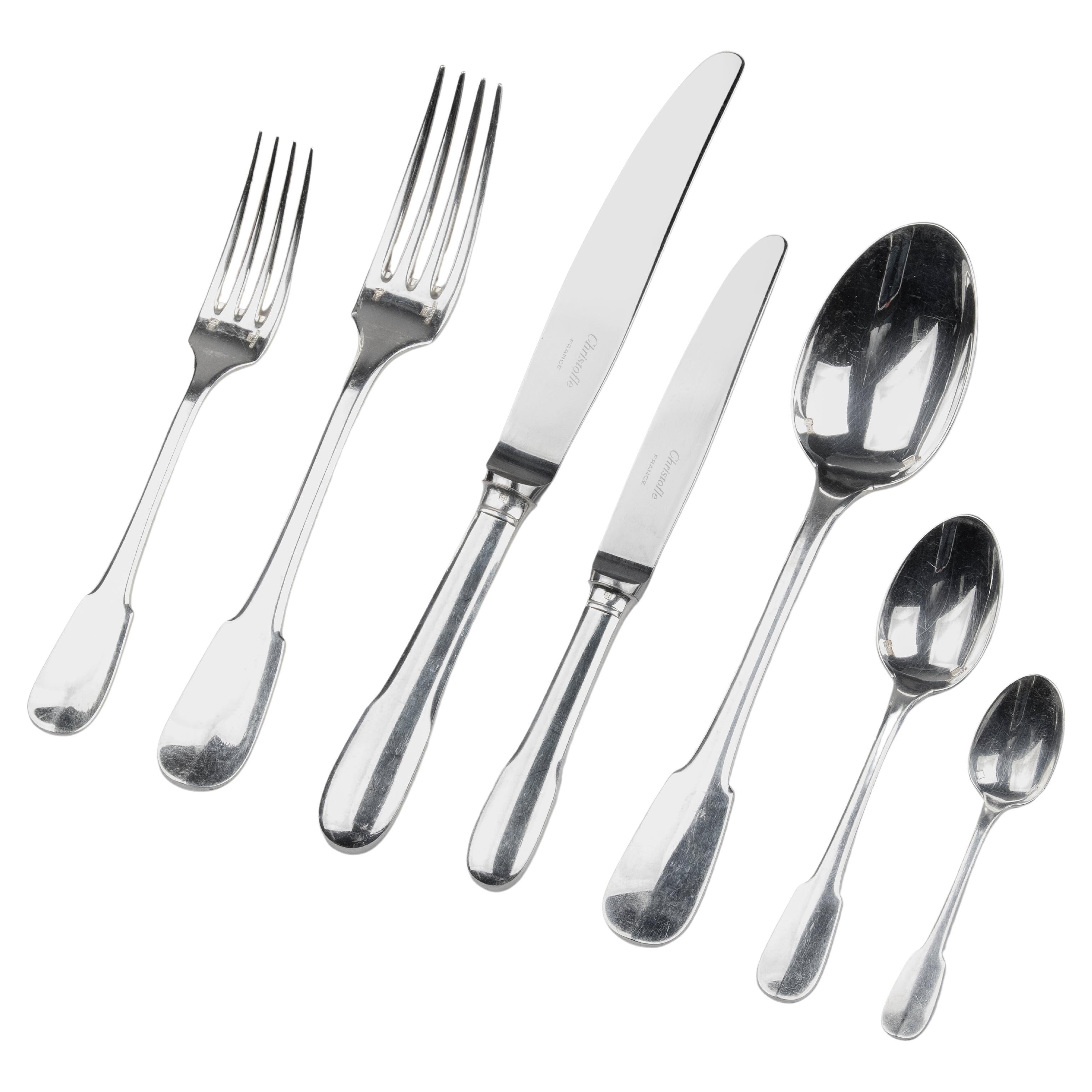 69-Piece Silver-Plated Flatware by Christofle, Cluny, for 9 Persons at  1stDibs