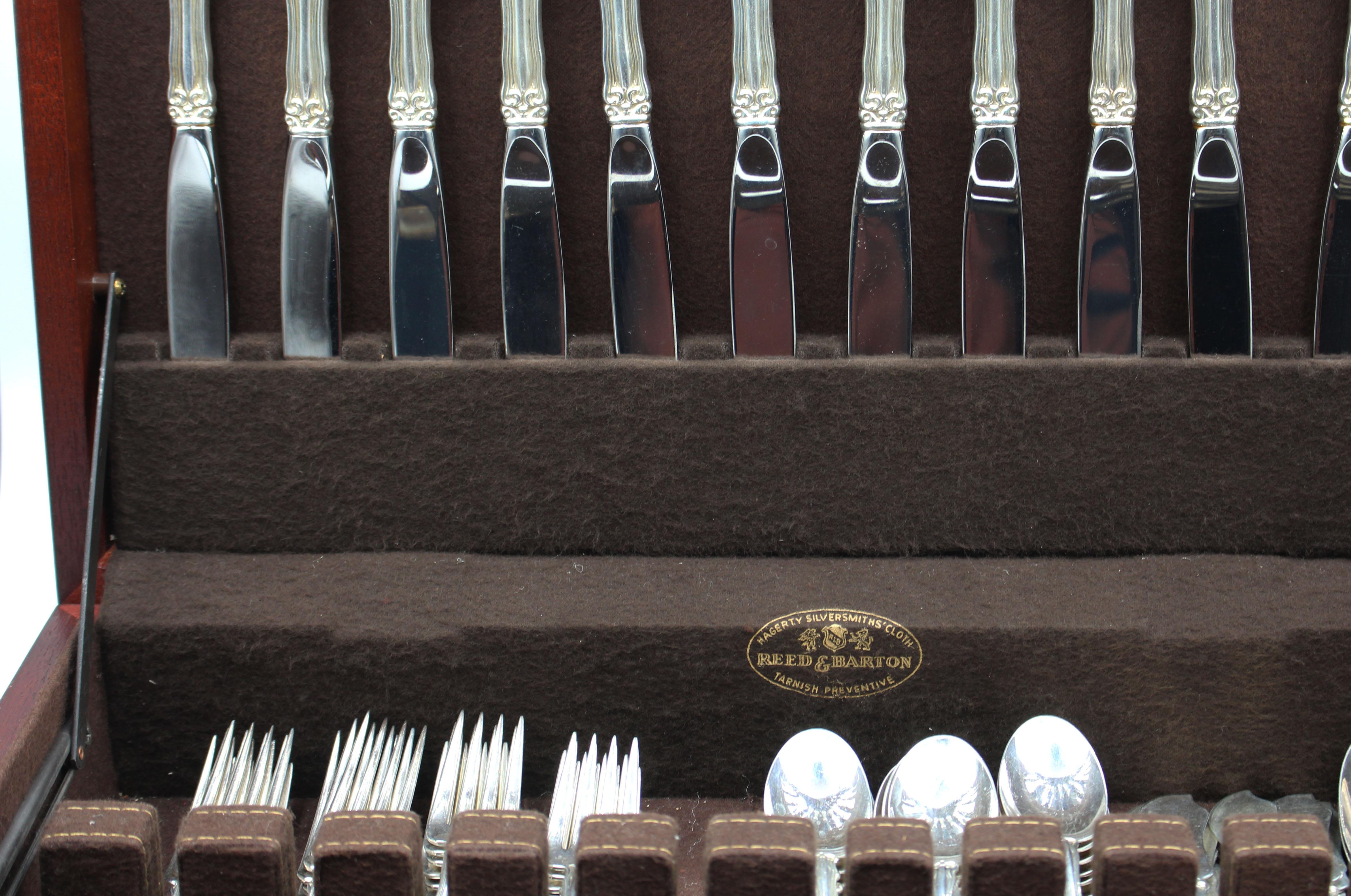 A sterling silver 69 piece flatware service for 12 of the 