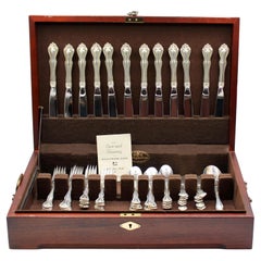 Vintage 69 Piece Sterling Silver Flatware Set of "George and Martha Washington" Pattern