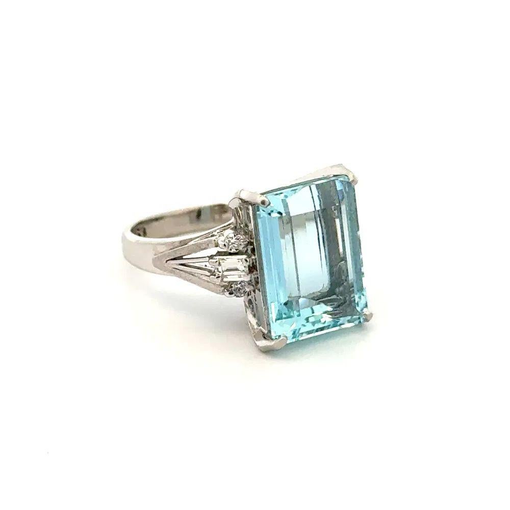 6,90 Karat Aquamarin und Diamant Platin Vintage Solitär Cocktail Ring Damen im Angebot