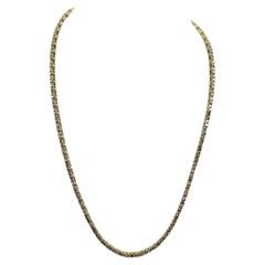 6.90 Carat Brilliante Cut Diamond Tennis Necklace 14 Karat yellow Gold 17'' 17